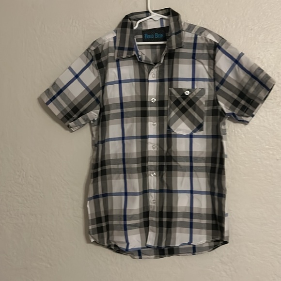 HAND MADE BOY SHIRT COLOR BLUE & GRAY SIZE M NEW NEVER USED - Picture 5 of 7
